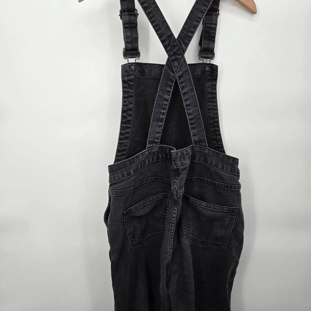 Madewell Black Denim Skinny Overalls Lunar Wash Sz Medium - Picture 6 of 7